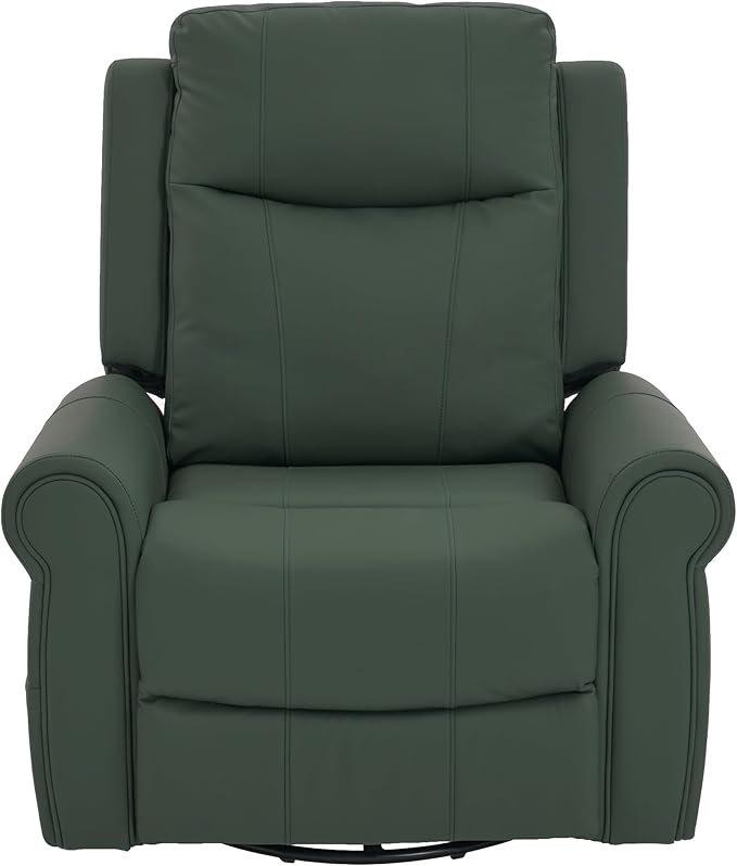 Christopher Knight Home Hayezi 270° Swivel Rocker Recliner Massage and Heating Chair PU Leather Living Room Manual Recliner with Dual Reclining Positions &amp Side Pocket for Nursery Bedroom Gree