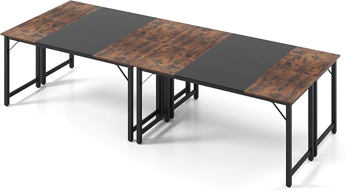GOFLAME 63” Computer Desk Set of 4 Heavy Duty Metal Frame Laptop Table Writing PC Table Rectangle Home Office Desk Conference Table Meeting Room Boardroom Desk Working Task Desk for Study