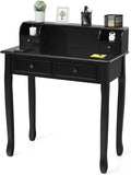 Giantex Writing Desk with 4 Drawers Removable Floating Organizer 2-Tier Mission Home Computer Vanity Desk for Apartment Small Space (Black)