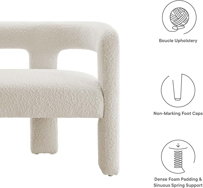 Modway EEI-6477-IVO Kayla Boucle Upholstered Loveseat Ivory