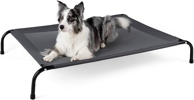 50 Lx32 Wx8 H Cooling Elevated Dog Bed for Large Dogs with Non-Slip Floor Protectors &amp Breathable Mesh Raised Indoor &amp Outdoor Dog Cot Pet Hammock Grey