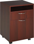 Brown Mobile Storage Cabinet with Drawer and Cabinet Open Storage Space Rectangular Portable Filing Cabinet Traditional for Office Study Room