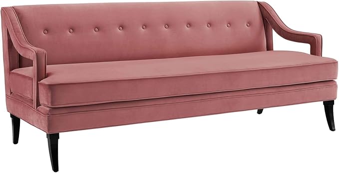 Modway Concur Mid-Century Modern Upholstered Velvet Sofa In Dusty Rose