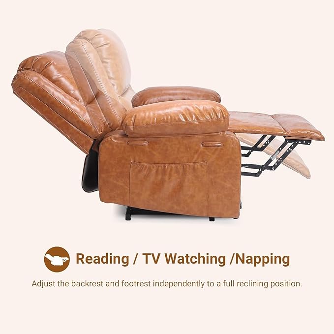 PU Leather Power Lift Recliner Chair for Elderly160°Adjustable Electric Reclining Sofa with Massage and Heat for Living Room/BedroomBrown