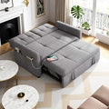 DWVO 55 Convertible Sofa Bed 3-in-1 Sleeper Sofa with Pull-Out Bed Velvet Futon Couch with Adjustable Backrest and USB Modern Loveseat for Living Room Apartment Light Grey