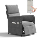 Recliner ChairElectric Adjustable Chenille Recliner with Remote Control and Padded BackrestHome Theater Recliner Single Sofa Seat with Thick Seat Cushion for Living Room Bedroom (Grey)