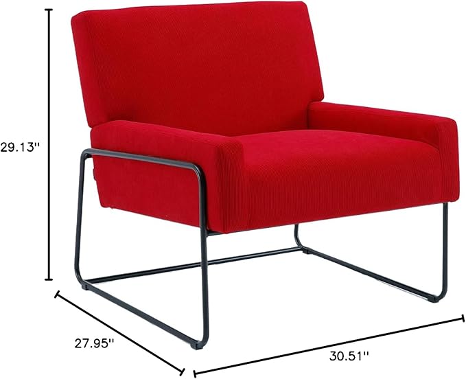 Accent Chair - Modern Industrial Slant Armchair with Metal Frame - Premium High Density Soft Single Chair for Living Room Bedroom