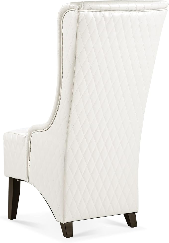 23.03 Wide Faux Leather High Back Accent Chair Comfy High Wingback Chair Living Room Chair with Soft Padded Wooden Legs Modern Side Chair for Living Room Bedroom White