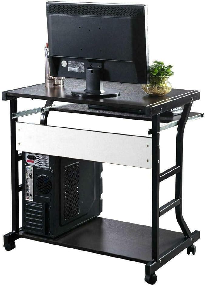 JLMS Modern Black L-Shaped Computer Desk with 2 Drawers 27.55 x 18.9 x 29.53 inches Ideal for Home Office and Gaming