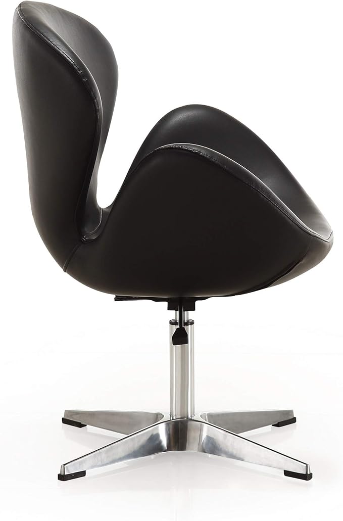Manhattan Comfort Raspberry Adjustable Swivel Accent Chair with 360° Turn Polished Chrome Base Modern Retro Design Versatile Seat Ideal for Any Room Set of 1 Black
