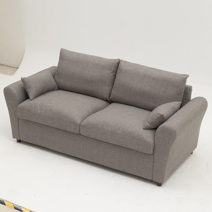 Panana Modern 2 Seater Loveseat Sofa Couch with Storage Dark Grey or Light Color Choice of Curved Sock or Track Arm Design (Light Gray 3 Seater - Sock Arms)