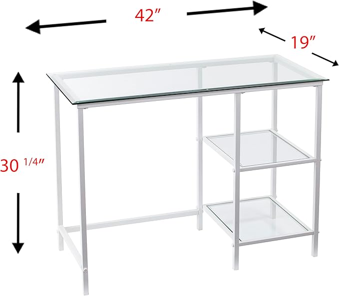 SEI Furniture Layton Metal/Glass Student Desk White