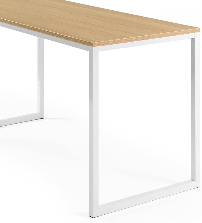 Zinus Jennifer 55 Inch White Frame Desk/Computer Workstation/Office Desk/Dining Table/Easy Assembly Natural