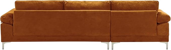Casa Andrea Milano Modern Large Velvet L-Shape Sectional Sofa with Extra Wide Chaise Lounge Couch