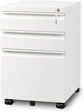DEVAISE 3-Drawer Mobile File Cabinet with Lock Legal/Letter Size Carbon White