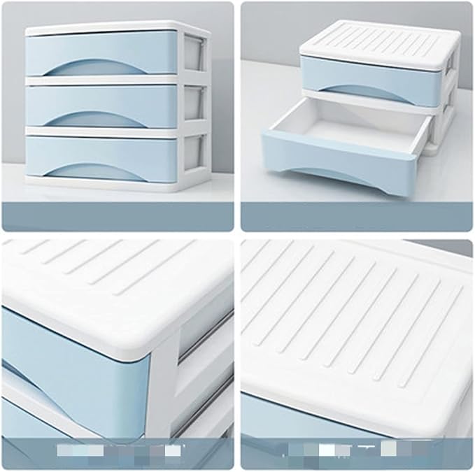 File Storage Cabinets Desktop Office Storage File Cabinet Drawer File Organizer Supplies Multi-Layer Cabinet Storage(Blue)
