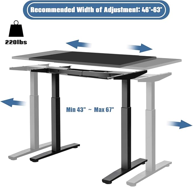 Tangkula Dual Motor Electric Standing Desk Frame Height &amp Width Adjustable Motorized Sit Stand Desk Base Ergonomic Standing Up Workstation w/Memory Controller
