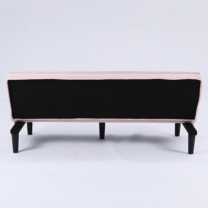 Convertible Futon Sofa Bed Faux Leather Futon Couch with Adjustable Backrest and Usb Port Modern Folding Couch For Small Spaces Living Room Sleeper Bed for Living RoomBedroomOffice (Pink)