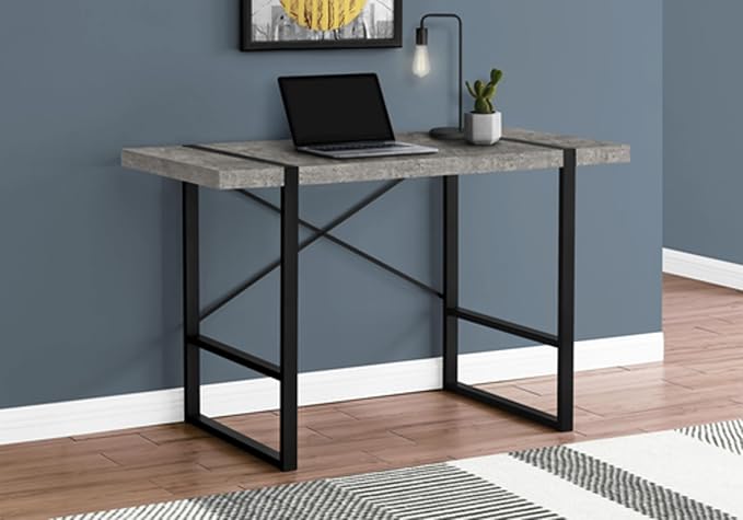 Computer Desk Home Office Laptop 48 l Work Grey Laminate Black Metal Contemporary Modern