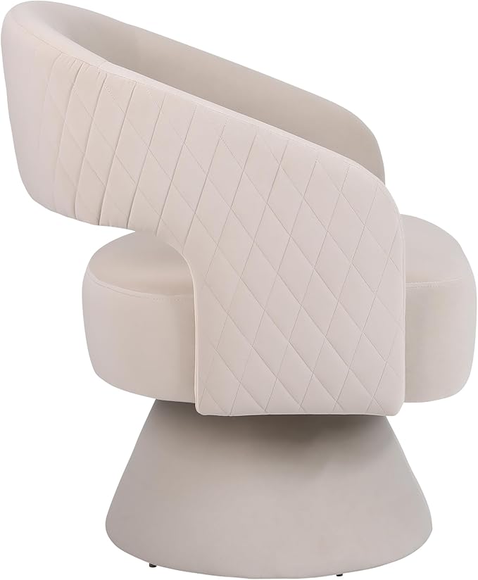 Velvet Swivel Accent Chair Armchair 21.7” Wide Seat Modern Round Barrel Chair in Fabric for Bedroom Reading Waiting Living Room Beige