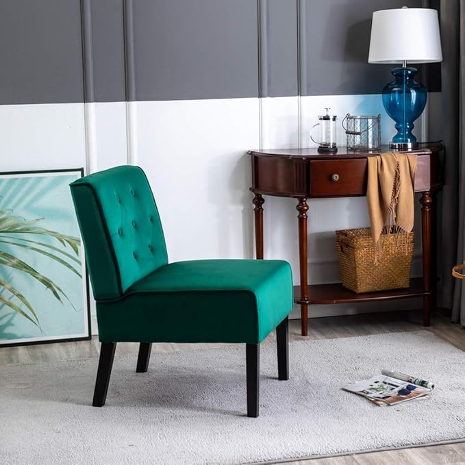 Reeso 2-Piece Living Room Armless Button Tufted Pattern Accent Chair Green