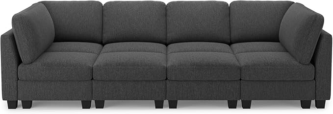 Belffin 111 Sectional Sleeper SofaOversized Sectional Couch Wide Deep Seat Sofa BedModular Sectional Couches for Living RoomApartment and BedroomDark Grey