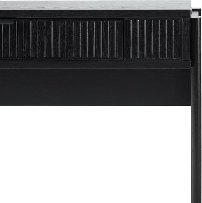 Walker Edison Transitional Style Furniture Reeded Detail Lift-Top Desk with Drawer and Storage Cubby Sitting to Standing Desk Soft Self-Close Desktop 38 Inch Black