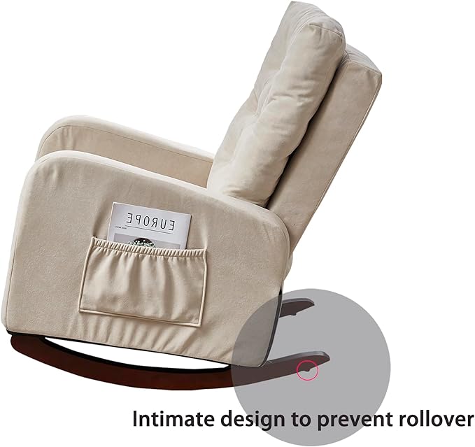 Recliner Chair for Living Room Home Theater SeatingJapanese Chair Lazy Sofa with 300lbs Capacity High Back Support Side Pockets（Beige