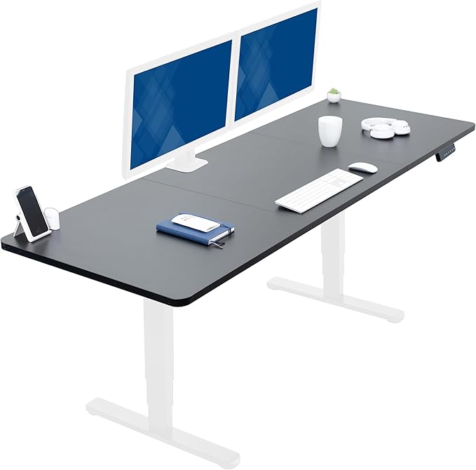 VIVO Electric 83 x 30 in Dual Motor Sit Stand Desk Memory Height Adjustment 2B Series Black Top White Frame DESK-KIT-2W8B