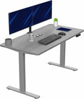 VIVO Electric 55 x 28 in Standing Desk Memory Height Adjustment 1B Series Holds 220 lbs One-Piece Dark Gray Top Gray Frame DESK-KIT-1G55G
