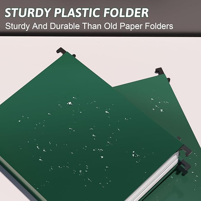 Plastic Hanging File Folder Extra Capacity12 Pack Reinforced Hang Folders with Heavy Duty 2 Inch ExpansionFiling Cabinet Folders Letter SizeHanging Organizer Designed for Bulky Files(Green)