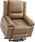 Power Lift Recliner Chair for ElderlyPU Leather160°Adjustable Electric Reclining Sofa with Massage and Heat for Living Room/BedroomTan
