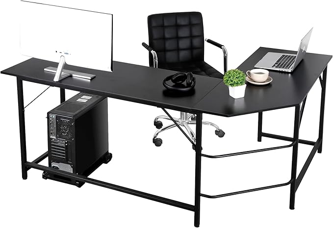 L-Shaped Office Desk Corner Computer Desk Gaming Gamer Table Workstation with CPU Stand for Home Office