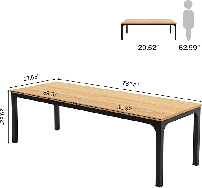 LITTLE TREE 78.7 Inches Extra Long Two Person Office DeskDouble Workstation for Home Office