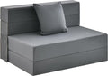 Giantex 6 Inch Folding Sofa Bed Couch with Pillow Tri-fold Mattress with High-Density Foam Foldable Floor Couch with Headrest Portable Guest Bed with Zippered &amp Washable Cover Dark Grey