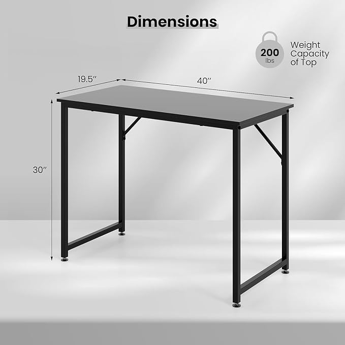 HOMGX Home Office Writing Desk Laptop PC Workstation 40-Inch Small Computer Desk w/Sturdy Metal Frame Modern Simple Laptop Desk for Home Office Bedroom Study (Black)