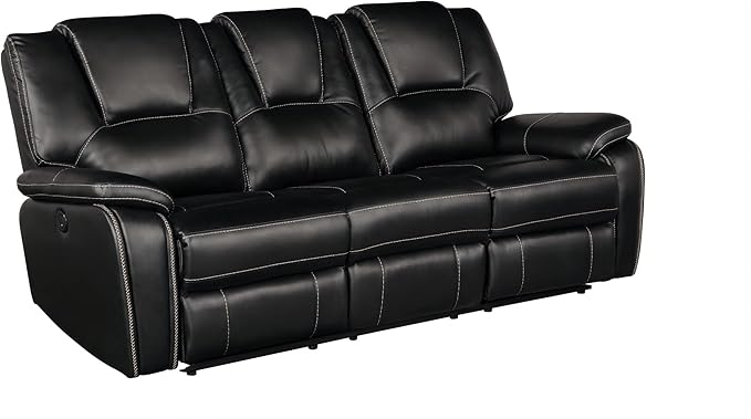 3 PC Recliner Sofa Sets Bonded Leather Lounge Chair Loveseat Reclining Couch for Living RoomBlack