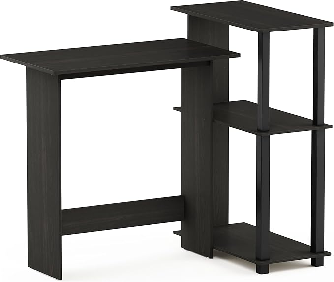 Furinno Abbott Corner Computer Desk with Bookshelf Espresso/Black