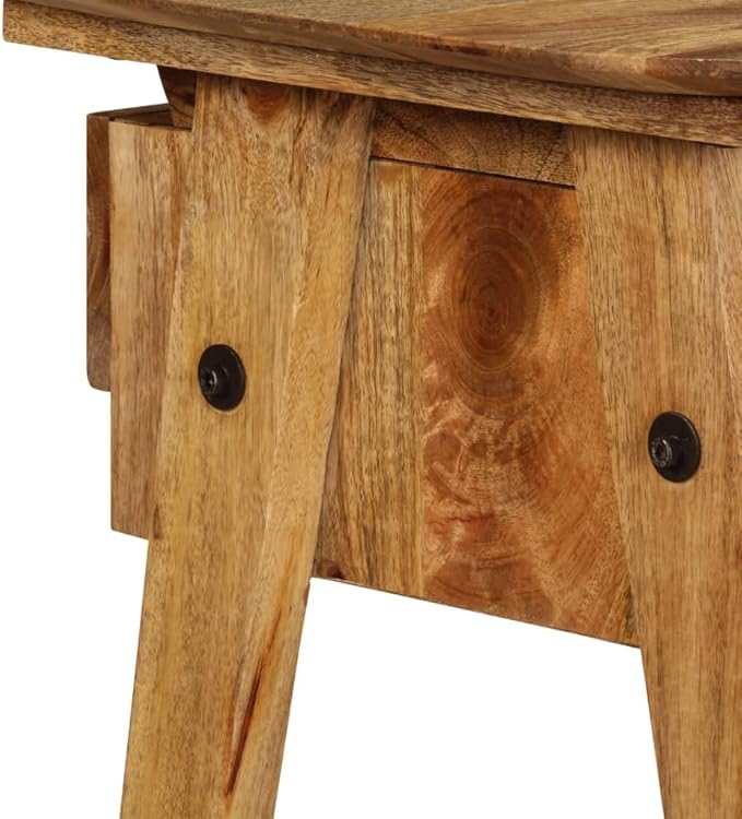 Rustic Farmhouse Computer Writing Desk Home Office Workstation 43.3 Inch Solid Wood PC Laptop Stand Console Table with a Drawer and Shelf Brown