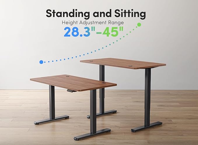 FEZIBO Height Adjustable Electric Standing Desk 48 x 24 Inches Stand up Table Sit Stand Home Office Desk with Splice Board (Walnut)