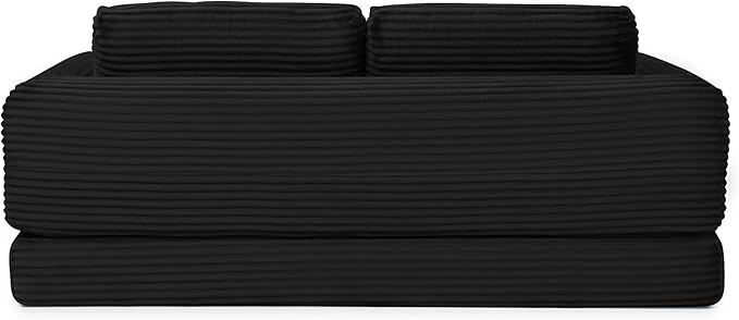 Foldable Boneless Love Seat Couches in a Box Modern Floor Foam Sleeper Sofa Bed 2-in-1 Convertible Cloud Sofa for Home Apartments Bedroom