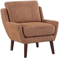 Pemberly Row Contemporary Chenille Accent Chair Orange Finish Soft Upholstery Reversible Cushions Espresso Wood Legs High-Density Foam Padding Durable Seating for Living Room or Bedroom