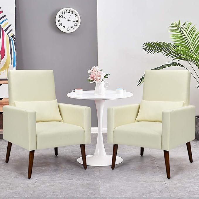 Giantex Upholstered Rocking Chair Modern High Back Armchair Comfortable Rocker with Fabric Padded Seat Waist Pillow and Wood Base Accent Chair for Nursery Living Room Bedroom Office Beige