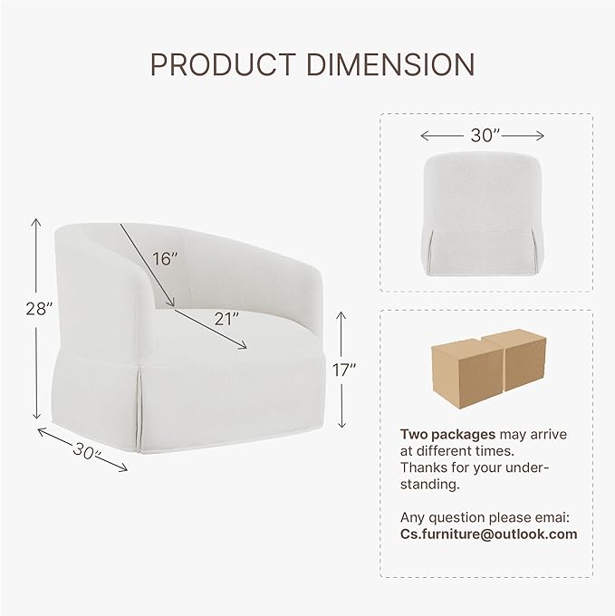 Swivel Accent Chair Set of 2 360 Degree Performance Fabric Armchair Modern Barrel Chairs Armchair for Living Room Bedroom Home and OfficeCream White