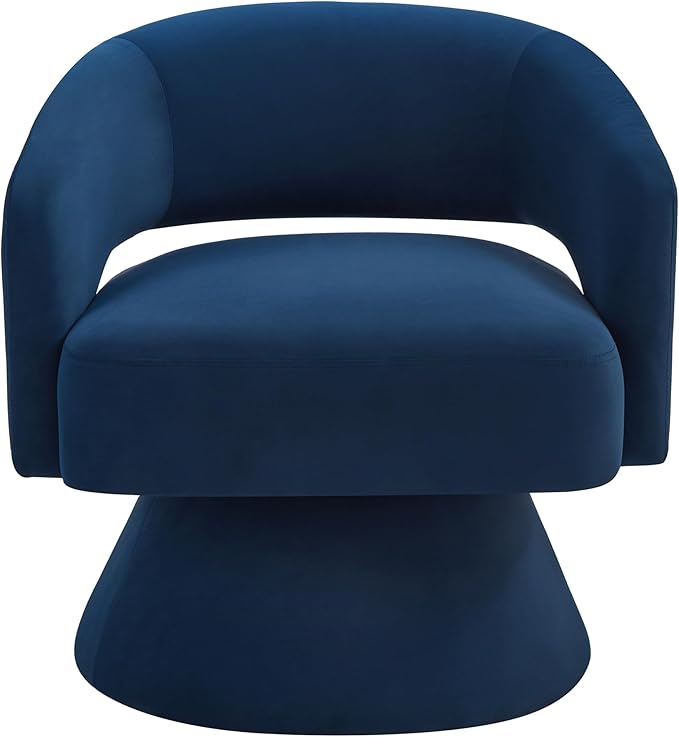Swivel Barrel Chair Velvet Round Upholstered Accent ChairsLounge Chair with Open Backrest 360 Degree Comfy Single Sofa Dresser Chair for Living Room Hotel Bedroom Office (Navy)