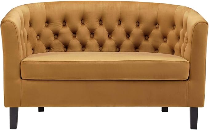 Modway Prospect Channel Tufted Performance Velvet Modern Loveseat Cognac