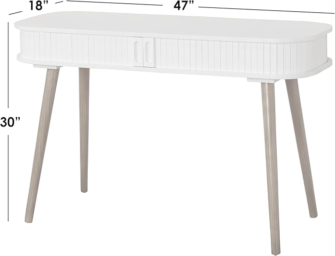 Edie Mid-Century Home Office Desk Entryway Table White/Walnut