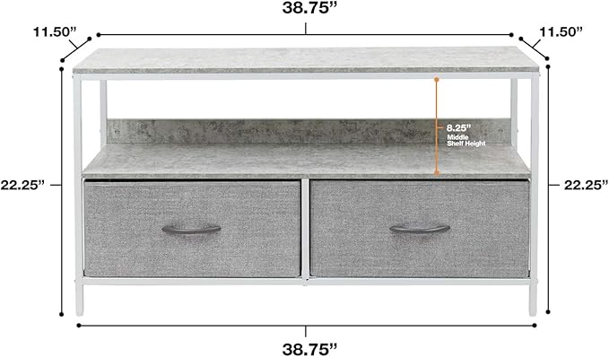 Sorbus TV Stand Dresser with 2 Drawers - Television Riser Chest with Storage - Bedroom Living Room Closet &amp Dorm Furniture