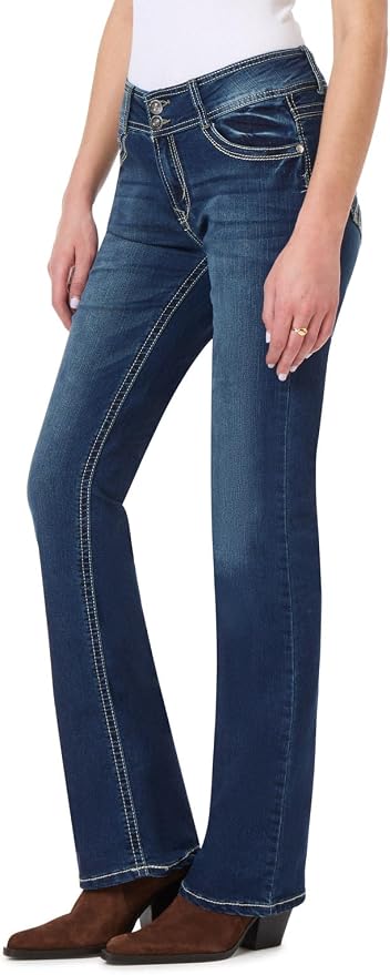 WallFlower Luscious Curvy Bootcut Jeans for Women Mid-Rise Insta Stretch Denim Size-Inclusive Juniors Jeans