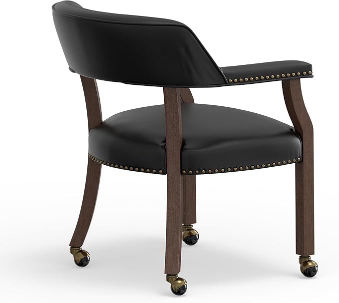 Modern Accent Chair Upholstered PU Leather Barrel Armchairs with Rubberwood Legs Comfy Lounge Arm Chair Hollow-Out Side Club Chair for Living Room Bedroom Office (Black)
